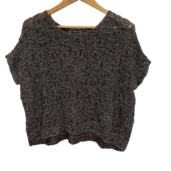 Eileen Fisher Wrapped Sparkle Jacquard Bronze Dolman Box Sweater a size XS - Picture 3 of 7